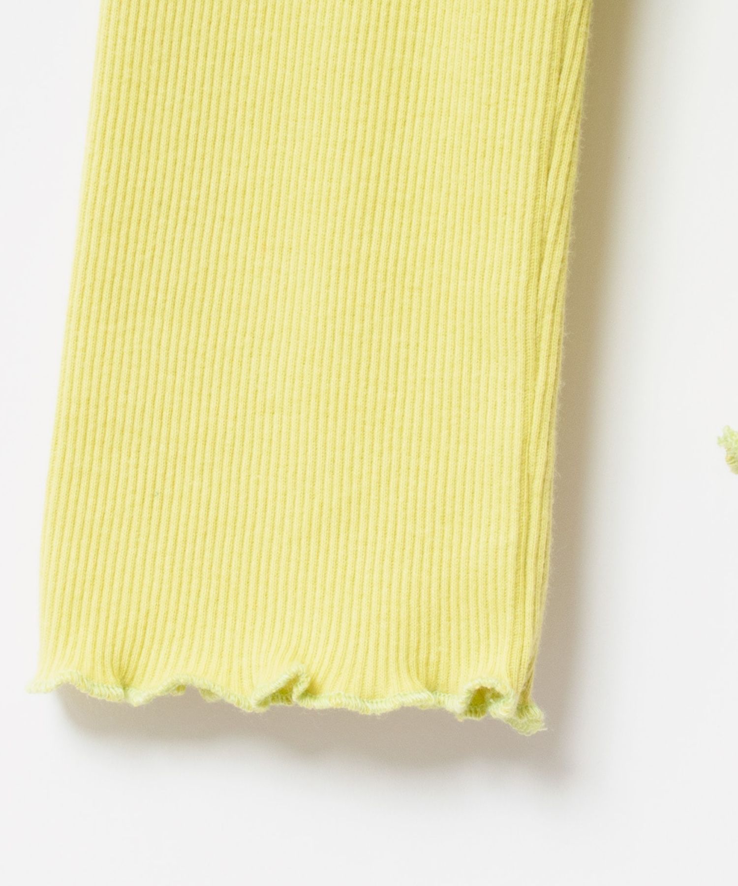 [Harriss × Keiko Okamoto] Cut-rib long turtleneck sweater ( Lemon Yellow )綿 / ロングタートルネック / メローロック / 手洗可 / OK252-45231