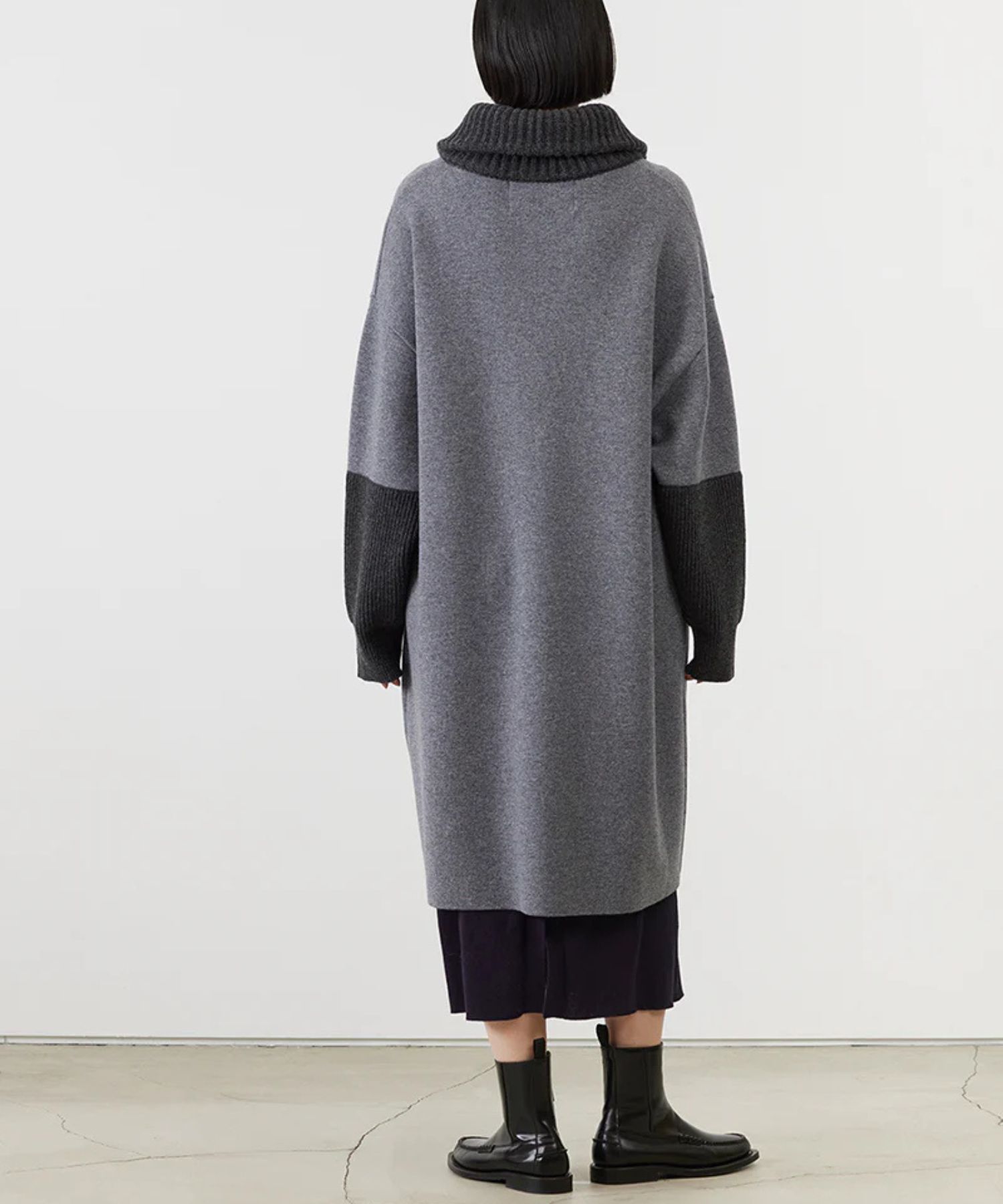 ULTRAFINE MERINO KNIT COAT (GREY)  毛/ 肉厚 / フラップポケット / ジップアップ /ADWS-501-47