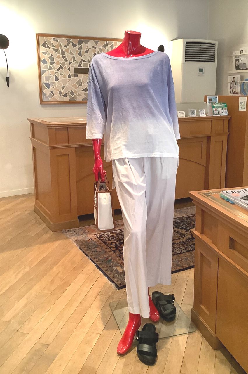 LINEN  JERSEY SPRAY PRINT OVER SIZE PULLOVER / リネンジャージースプレープリント オーバーサイズドプルオーバー