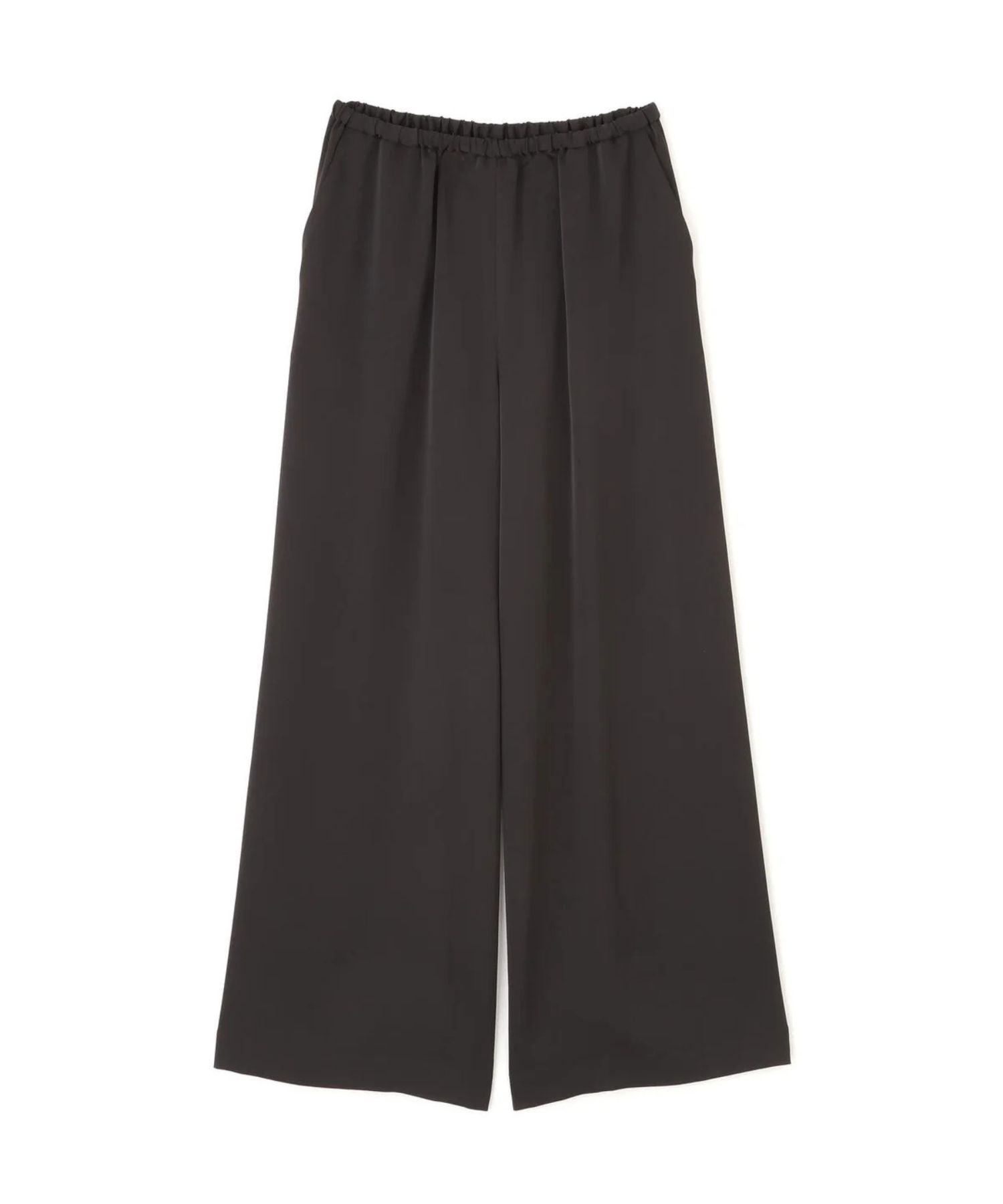 サテンワイドパンツ(ブラック)ポリエステル / ストレッチ性あり / ショート丈裏地付き / 前ポケット×2 、後ろ飾りポケット×2 / ウエストゴム ＋共ヒモ / 0316130223
