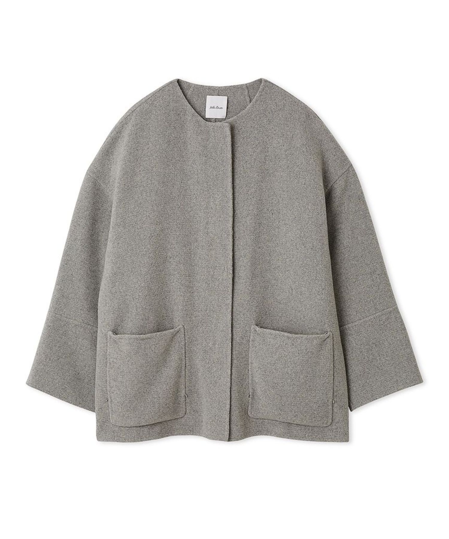 2wayファーポケットリバーコート (  GRY )  羊毛 / ポケットファー取外し可能 / ノーカラー / 09WFC254111