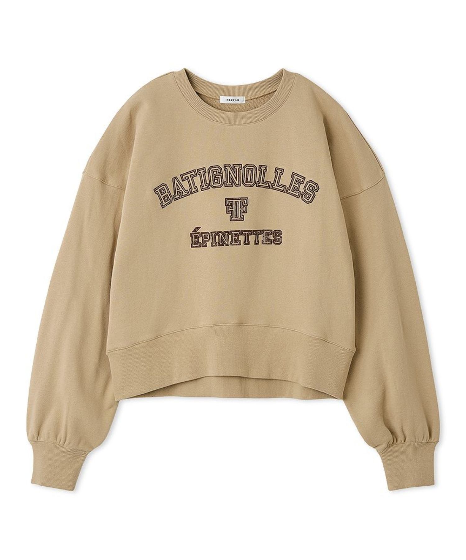 フレンチロゴスウェット( BEG ) 綿 / 裾・袖のリブ / レタード刺繍 / 手洗可 / FWCT254192