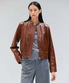CLYDE / ステッチデザインラムレザーブルゾン (Brown) 羊革 / コンパクト / 裏地有り / ステッチデザイン / JKCWGA0200