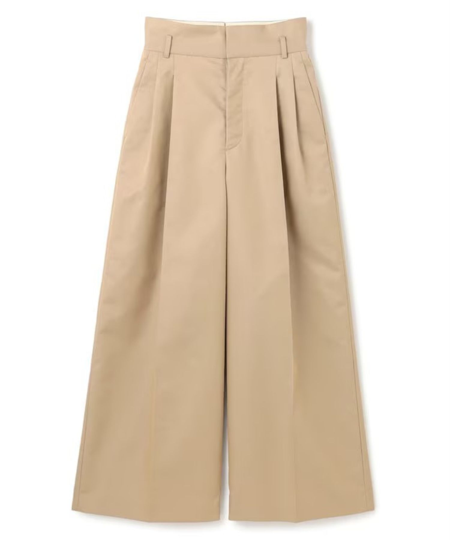 チノギャバジンワイドトラウザー(ベージュ) 綿 / ウォッシャブル / 手洗い可 / 撥水加工 / ハイウエスト/ PRUVLS3810