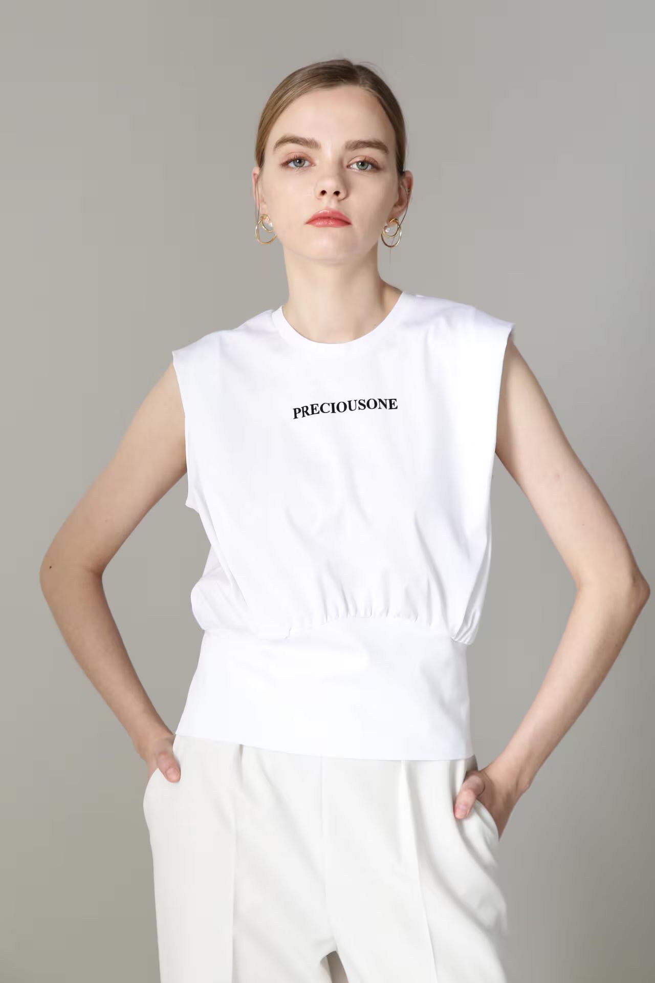 [URBAN PRECIOUS] PRECIOUSONE Tシャツ (ホワイト) / 綿 100% / ウォッシャブル / ストレッチ / 0314260711