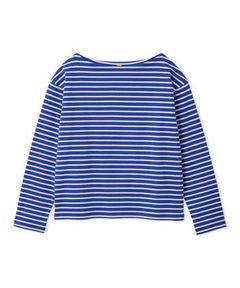 ボートネックボーダーTシャツ ( BLU ) 綿 / オリジナル刺繍 / ロングスリーブ / 透け感無し / 洗濯可 / 09WCT261119