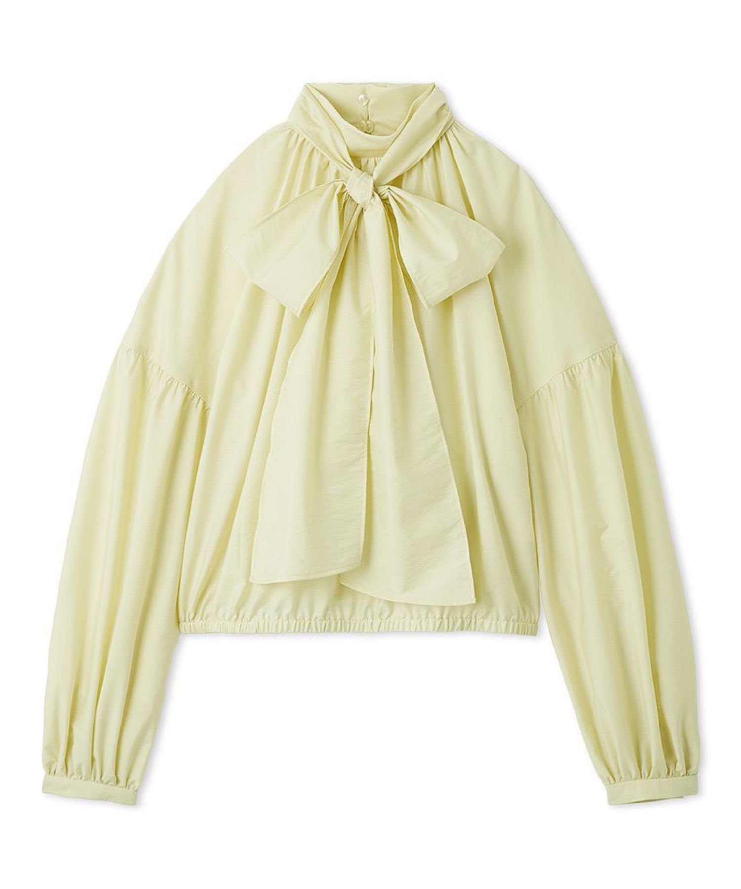 ボウタイシアーブラウス ( LIME ) ポリエステル/ ボウタイを取り外し可能/ シアー 素材 / 裾ゴム / 09WFB255021