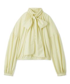 ボウタイシアーブラウス ( LIME ) ポリエステル/ ボウタイを取り外し可能/ シアー 素材 / 裾ゴム / 09WFB255021