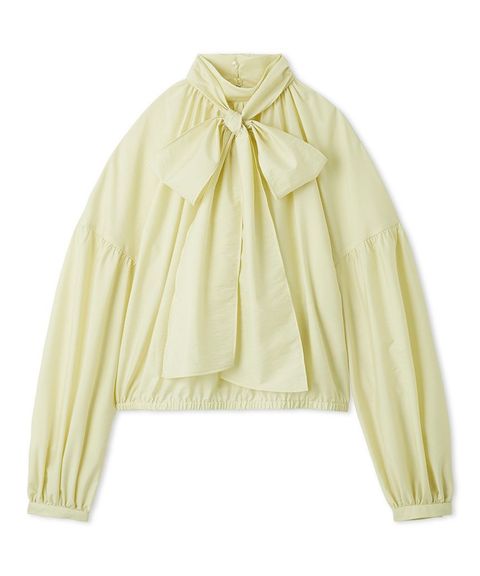 ボウタイシアーブラウス ( LIME ) ポリエステル/ ボウタイを取り外し可能/ シアー 素材 / 裾ゴム / 09WFB255021
