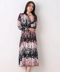 インクフォレストプリントワンピース(ピンク系)ポリエステル / 身頃のみ裏付き / ファスナーなし / 被って着用 / スリットなし / 6140200