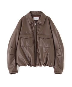 バルーンシルエットパディングブルゾン( BROWN ) 合成皮革 / 中綿入り / ジップアップ / バルーンシルエット / 1225602090