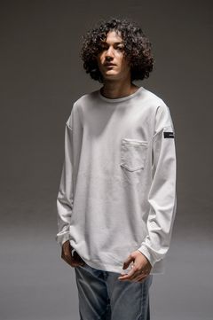 Double LOOSE pocket LONG TEE WHITE / シルキータッチ ロングスリーブルーズTシャツ