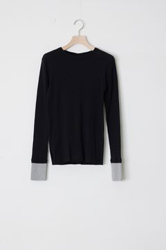 SEA ISLAND COTTON KNIT RIB KNIT P/O (BLACK) コットン / ストレッチ / 海島綿 / ADWS-401-18