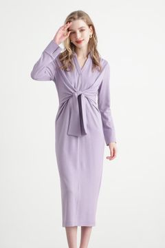 ウエストリボンジャージワンピース (パープル) / ウール / ストレッチ / キャミワンピ付き / 0315140213