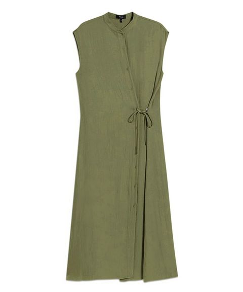 2WAYラップワンピース Washed Twill (フォレストモスグリーン) トリアセテート / 日本製生地 / 手洗可 / 柔らかい /  01-6205215