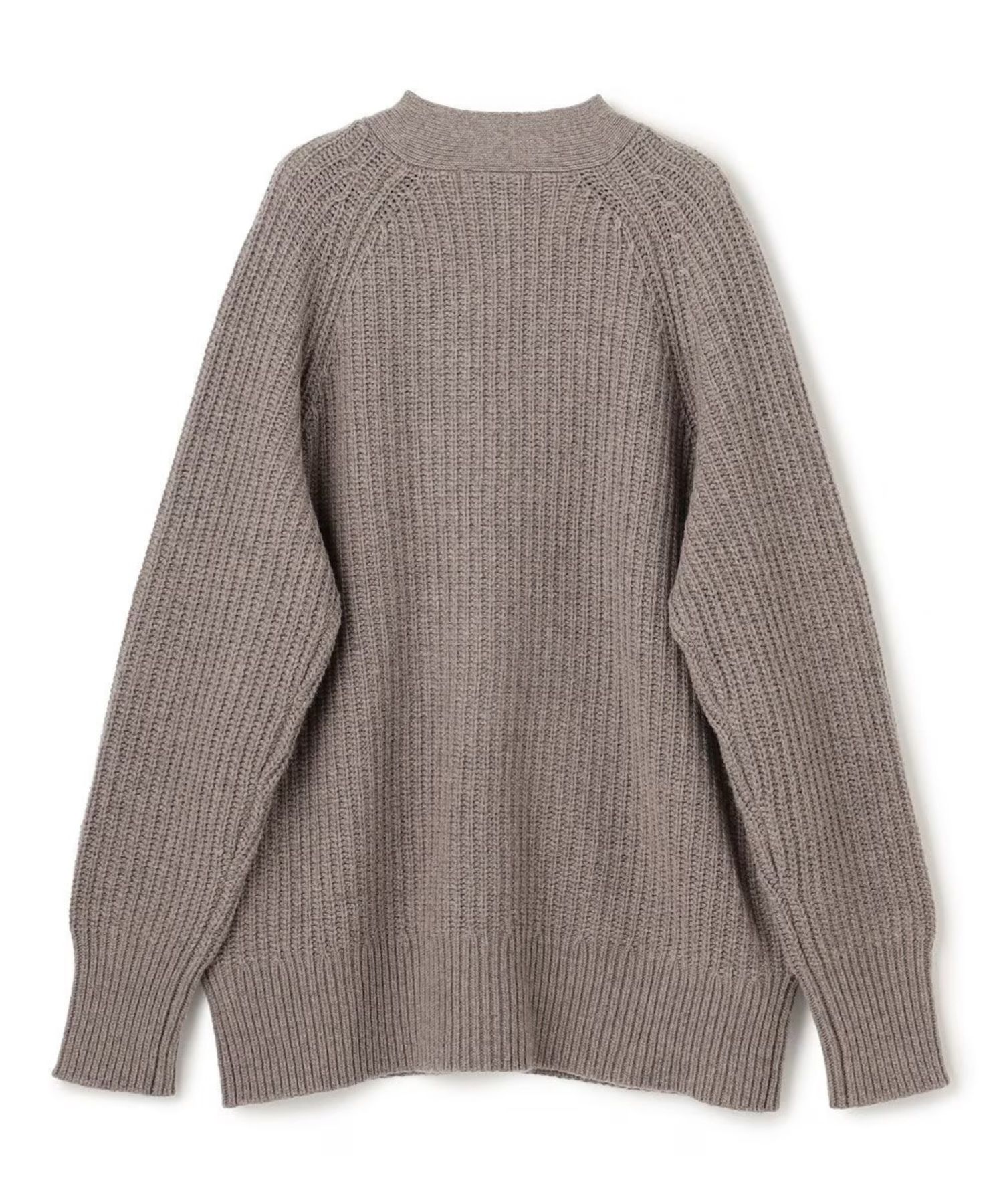 チャンキーニットカーディガン(カーキグレー)ナイロン / ミドルゲージ畦編み / KRUVGW0505