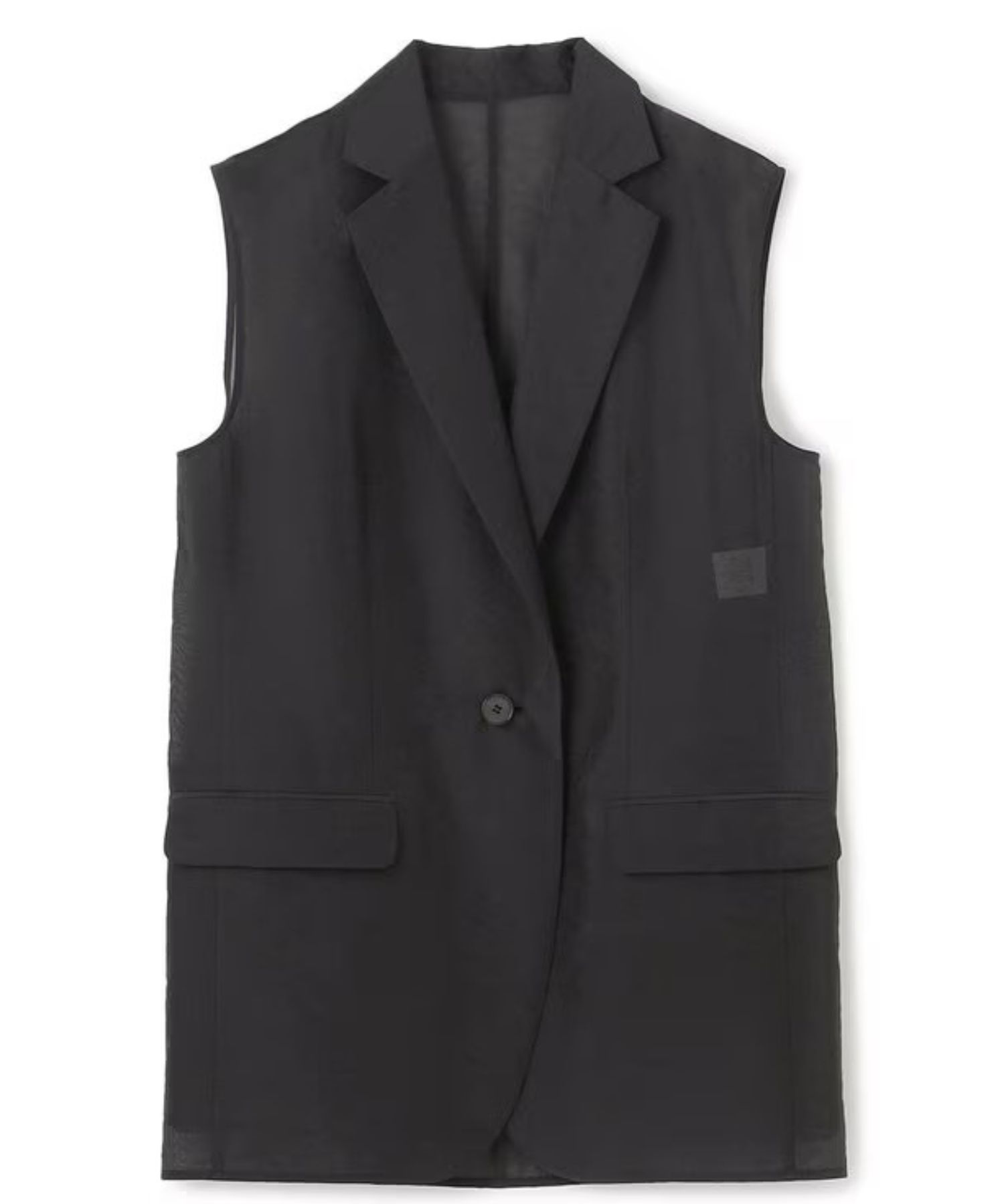 シアーオーガンジーテーラードジレ(ブラック) ポリエステル / シングルジレ / VRUVGA0811