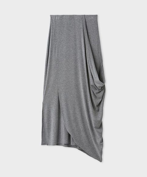 ニュアンスドレープカットスカート(グレー)再生繊維 / ウォッシャブル / 手洗い可 / アシンメトリー / MWCS261051