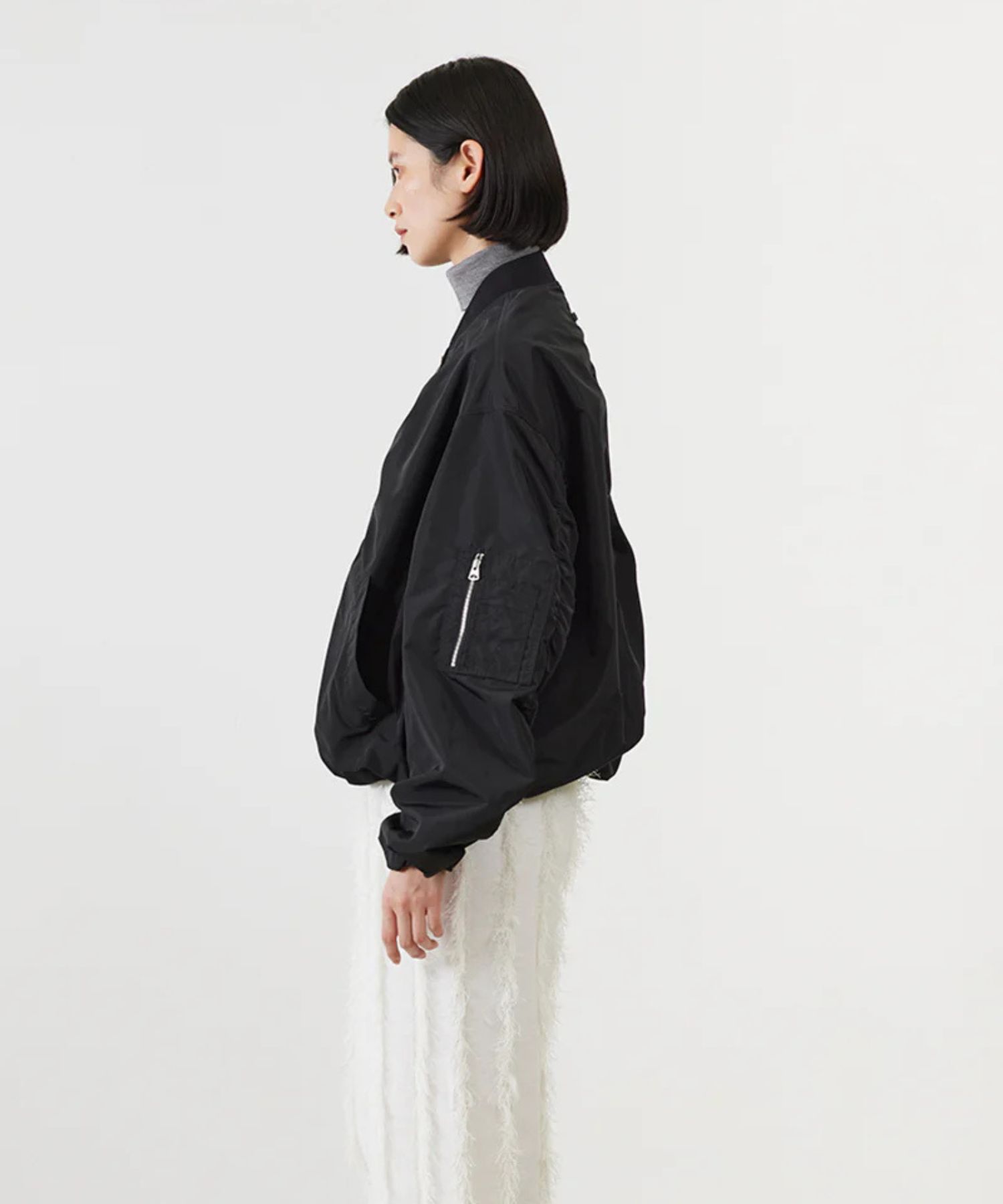 LIGHT COCOON JACKET (BLACK) ポリエステル / 付け衿取外し可 / 軽量 / ADWS-501-34