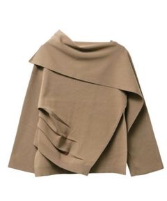 アシンメトリーラッフルニット(ブラウン)レーヨン / ウォッシャブル / 手洗い可 / 5126126204