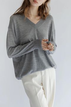 Rws wool v neck pullover (L.GREY) ウール / 長袖 / 薄手 / 手洗い可 / CT22310