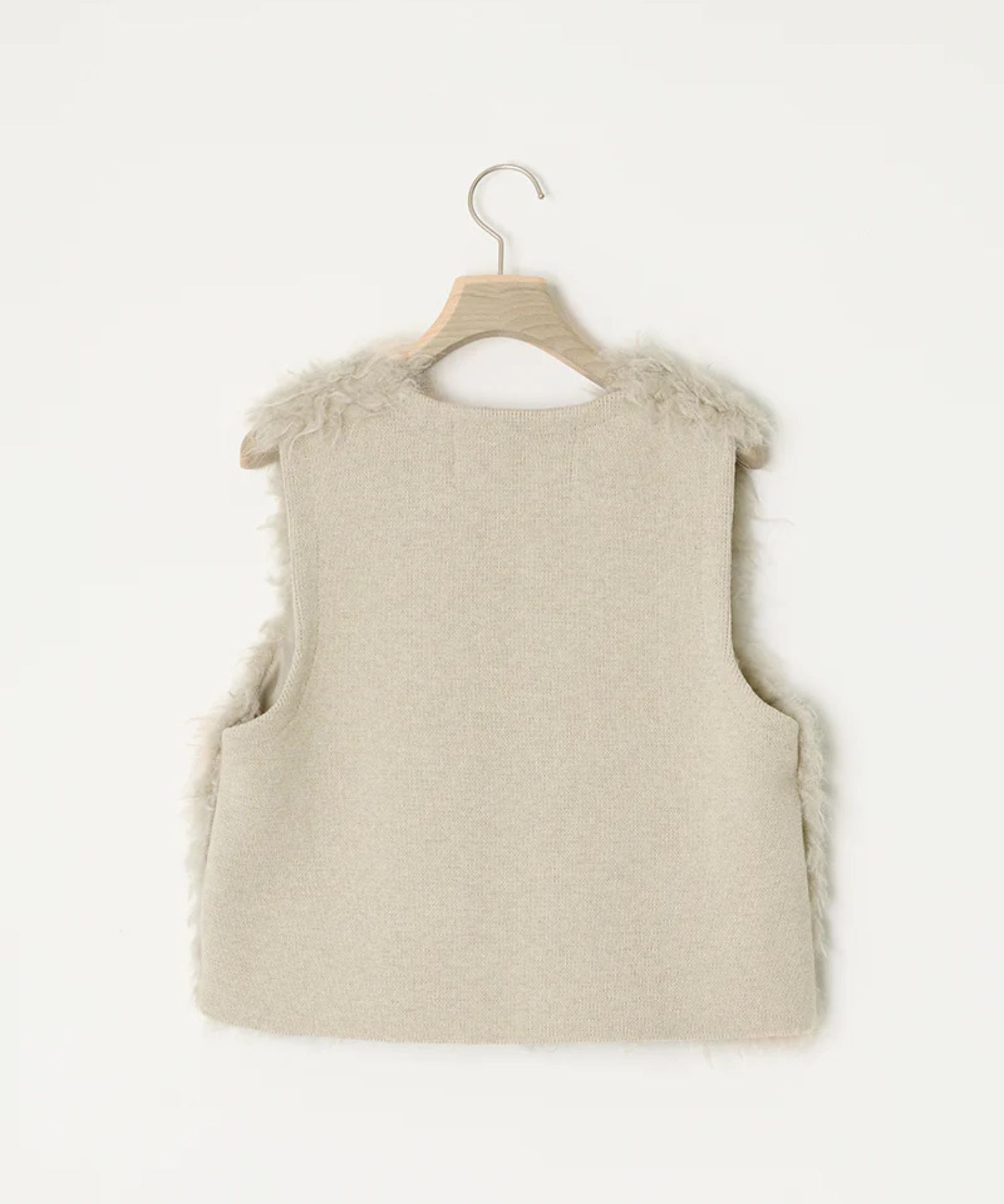 SHAGGY FAUX-FUR VEST( NATURAL )ポリエステル / フロントホック / サイドポケット/ 軽量ファーニット /ADWS-501-25