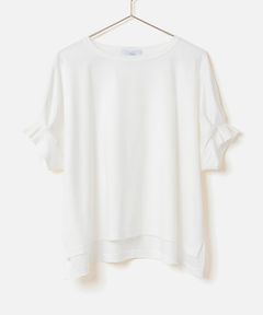 Tuck Sleeve Cut and Sew (オフホワイト) 綿 / 袖口タック / 裾スリット / 手洗可 / MK261-13255