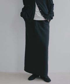 ダブルフェイスIラインスカート(ブラック) ポリエステル / シワになりにくい / ローウエスト /