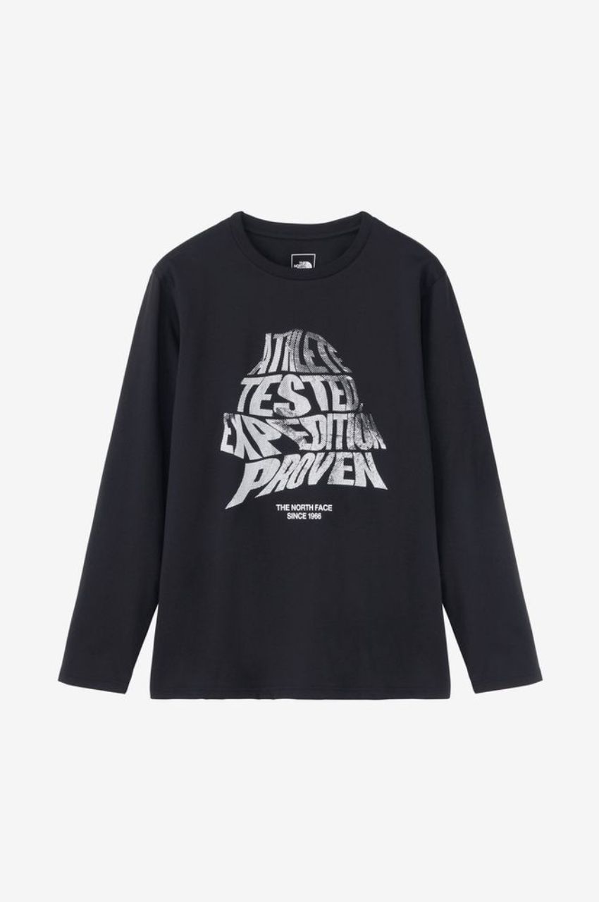 ロングスリーブハーフドームメッセージティー(ブラック) ポリエステル / UVカット / ポリジン・ステイフレッシュ加工 /ストレッチ  / NT82487
