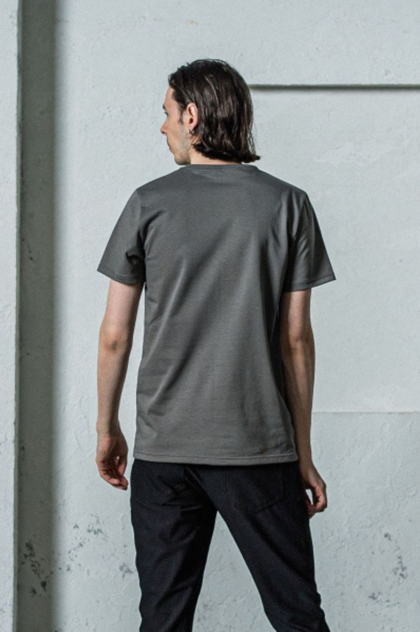 NSNF BASIC TEE (グレー) コットン / フロントロゴ / UVカット / タイトシルエット/ 手洗い可  / RC35-T-003