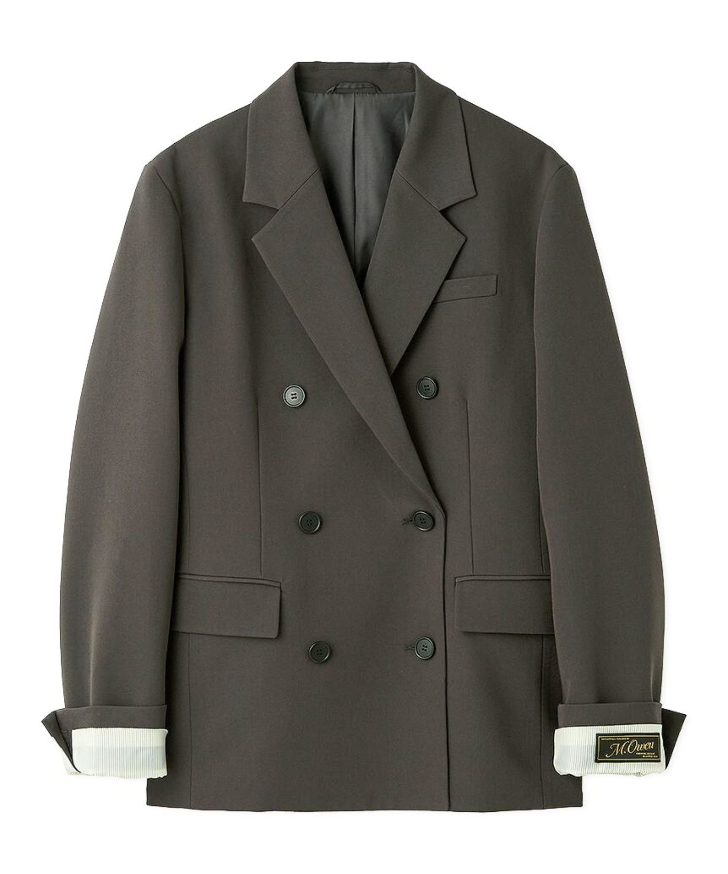 ターンバックダブルブレストジャケット (CGRY)ポリエステル / 裏地付き / ボクシーシルエット / 袖口ネーム付き /  09WFJ255068