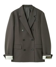 ターンバックダブルブレストジャケット (CGRY)ポリエステル / 裏地付き / ボクシーシルエット / 袖口ネーム付き /  09WFJ255068