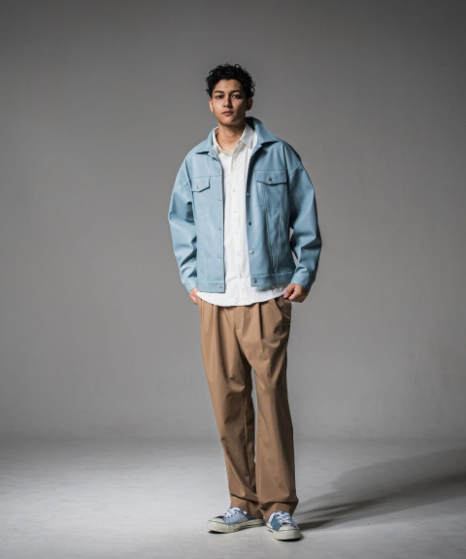 BEN PANTS( BEIGE ) ナイロン / ワイドパンツ / スラッシュポケット / 2タック / RC37-ST-038