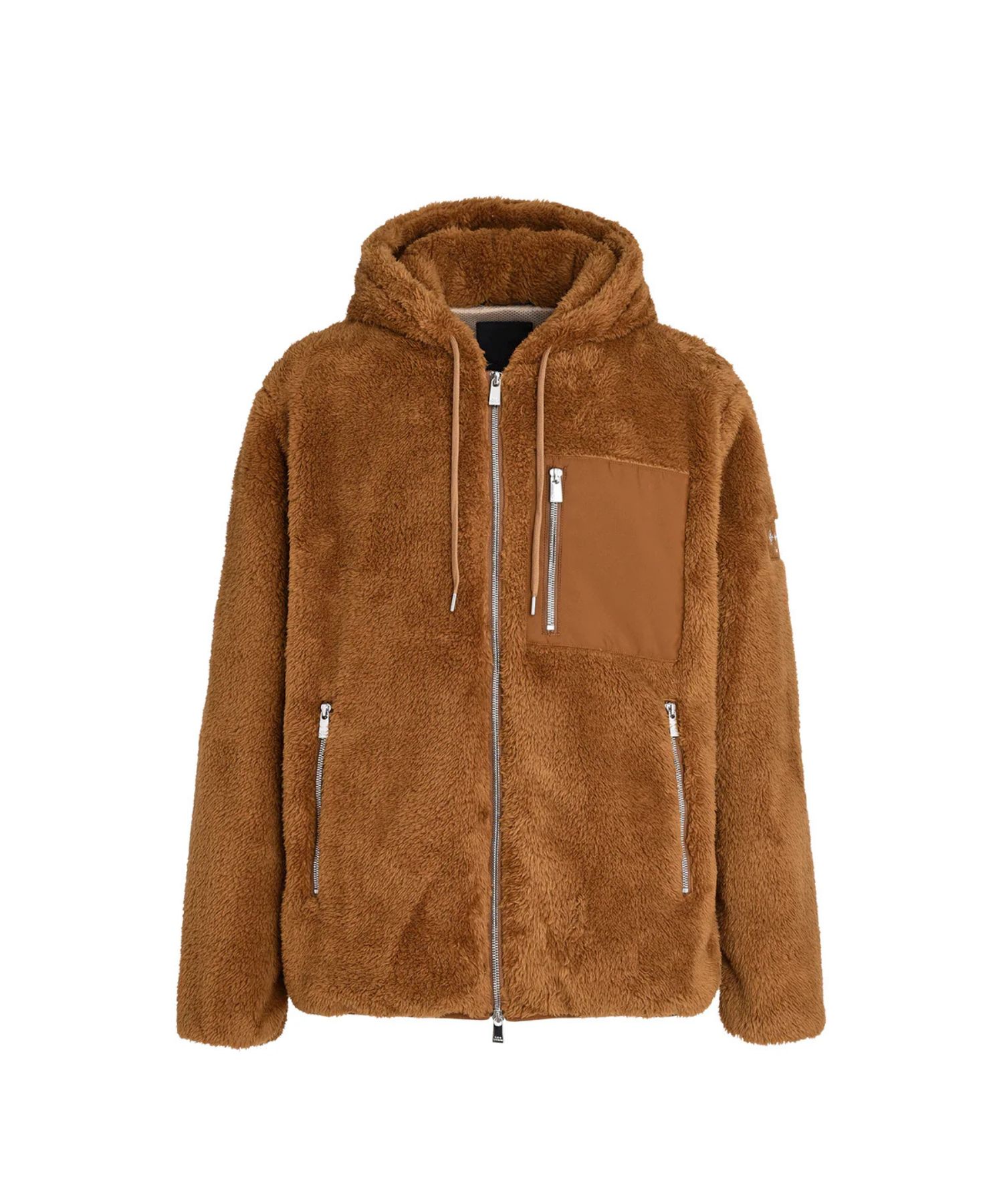 (MENS) MENFI メンフィ ボアブルゾン (キャメル) ポリエステル / フーディー / ダブルファスナー / 胸元のポケット / MJXA0212033588