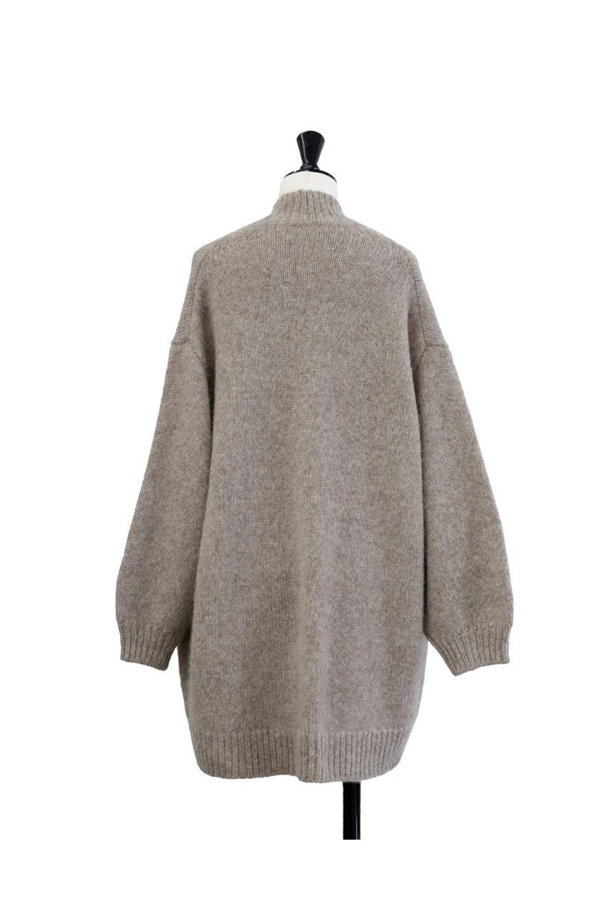 Alpaca wool cardigan  ( BEIGE ) アルパカ / ポケット付き / 静電気防止加工 / ルーズシルエット / CT24319