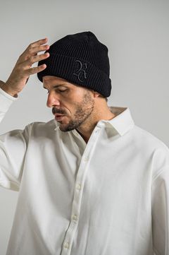 COTTON knit cap (BKBK) コットン / 3D刺繍RCロゴ /  軽い / 畦編み / RC34-CAP-004