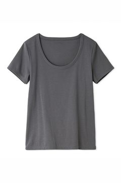 ラウンドネックTシャツ (グレー) 綿  / ゴールドプレート /  コンパクト/ 手洗い可 / FWCT251107