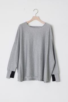 SEA ISLAND COTTON KNIT ROUND KNIT T (CLOUD) 綿 / 袖口配色 / 袖口スリット/ フレアライン / 柔らかい / 手洗い可 / ADWS-401-17