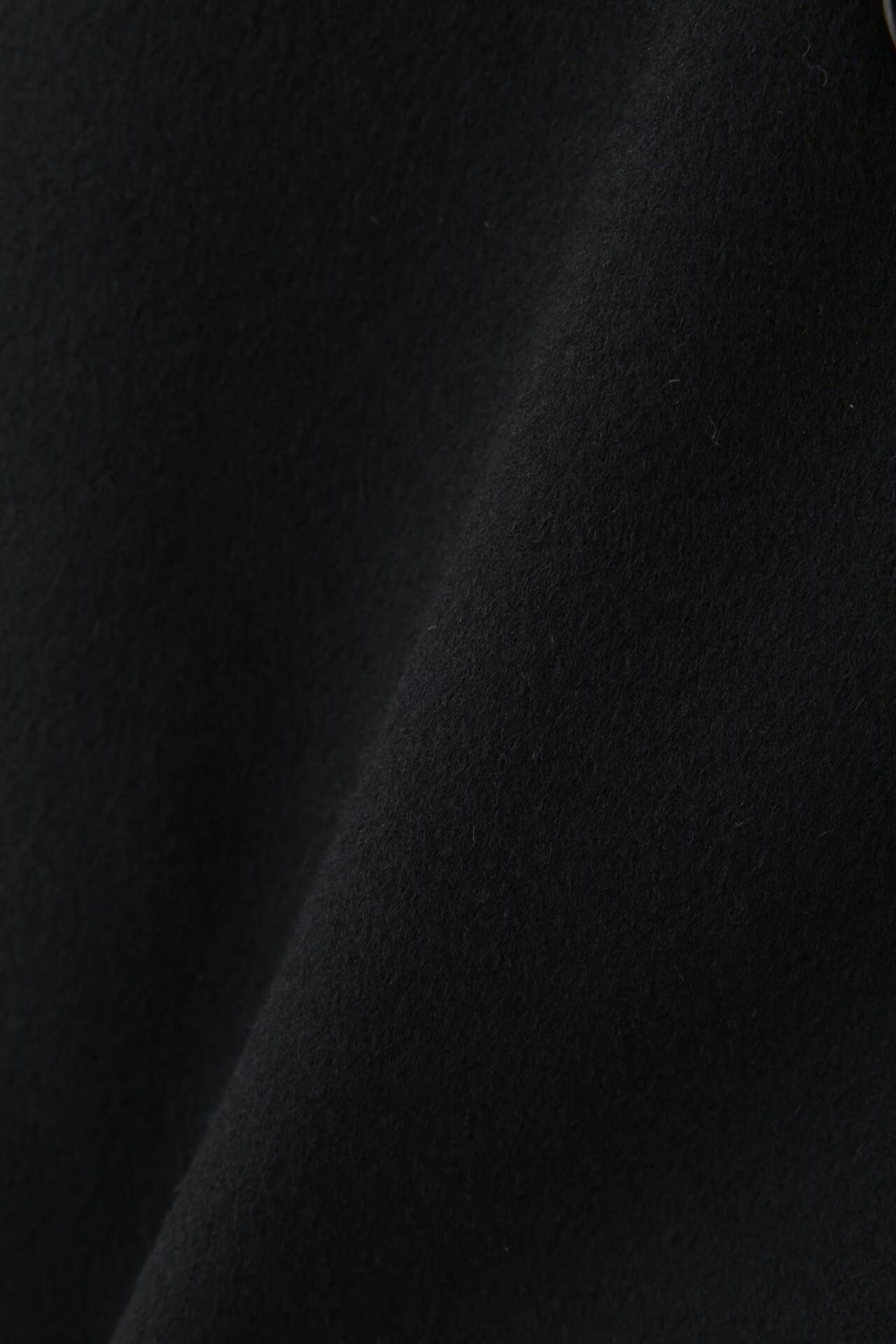 FOXファー付きカシミヤ混ショートコート（ブラック）羊毛 / カシミヤ / フォックス / ファー取り外し可能 / 裏地あり / ダブルブレスト