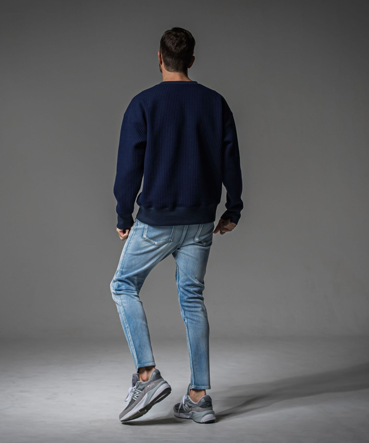 Stripe quilting drop trainer (NAVY) コットン /   ストレッチスウェット / 胸ポケットサテン / キルティング / RC37-C-003