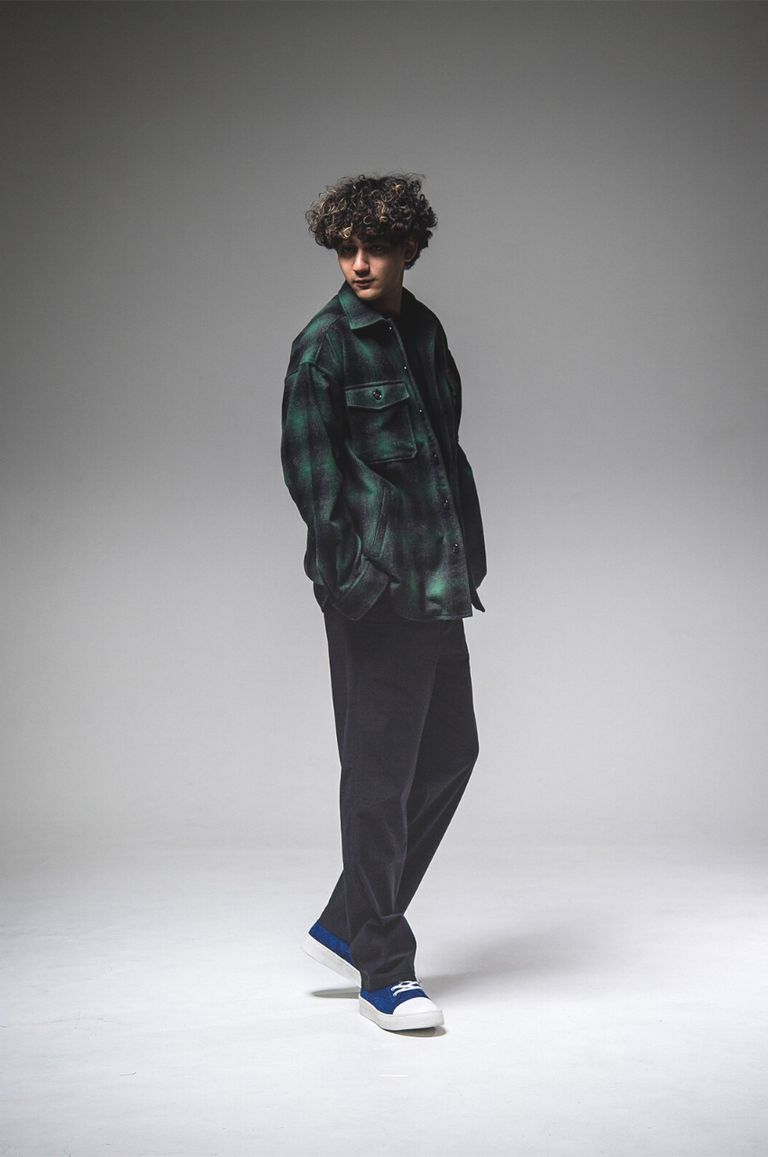 RESOUND CLOTHING - WOOLCHECK OVER CPO JK GREEN CHECK /ウールチェックオーバーサイズCPOジャケット  | LA FEMME