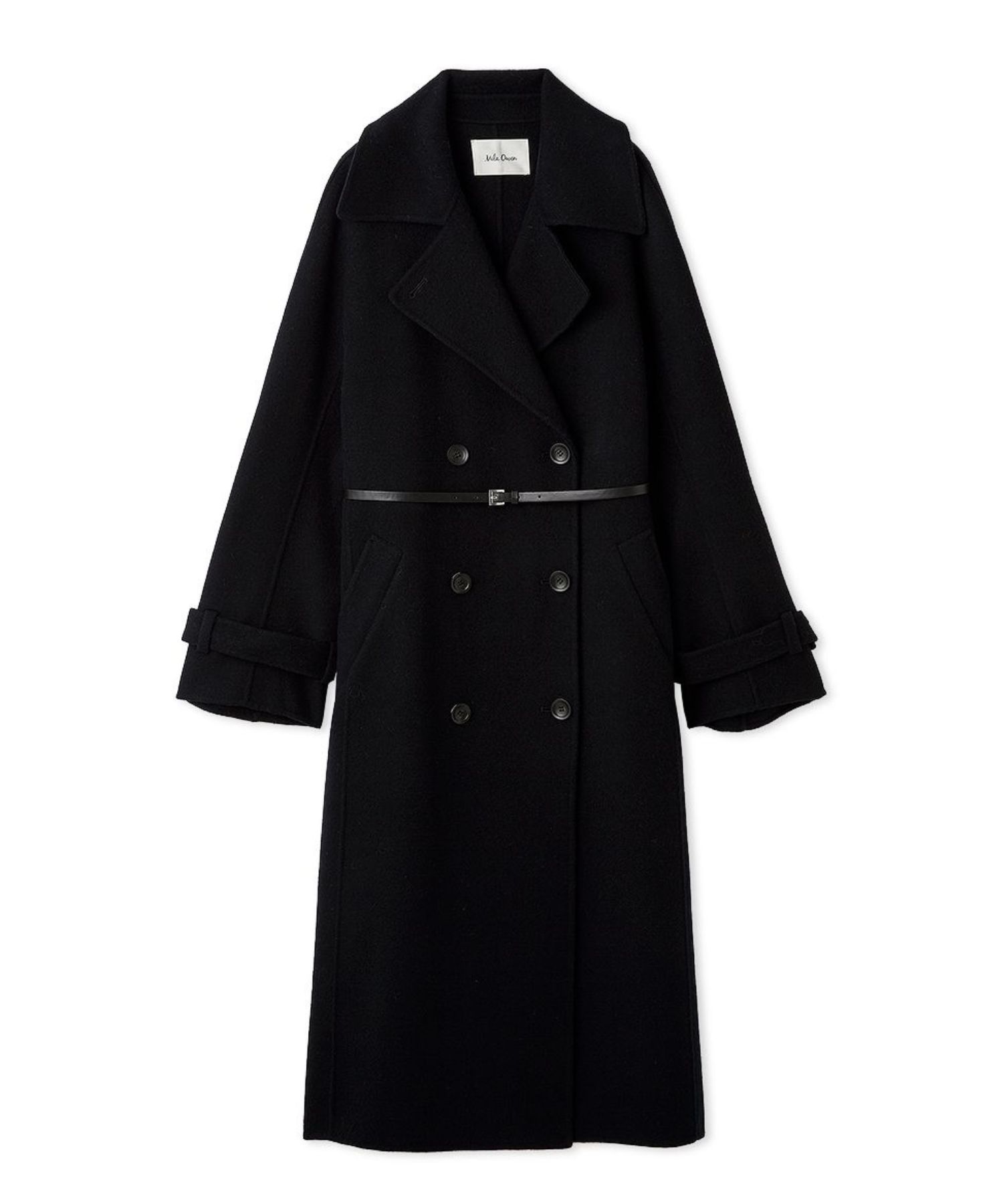 ベルト付きリバーピーコート (NVY)  毛 / ビーバー加工 / 軽量 / ダブルフロント /  09WFC255069