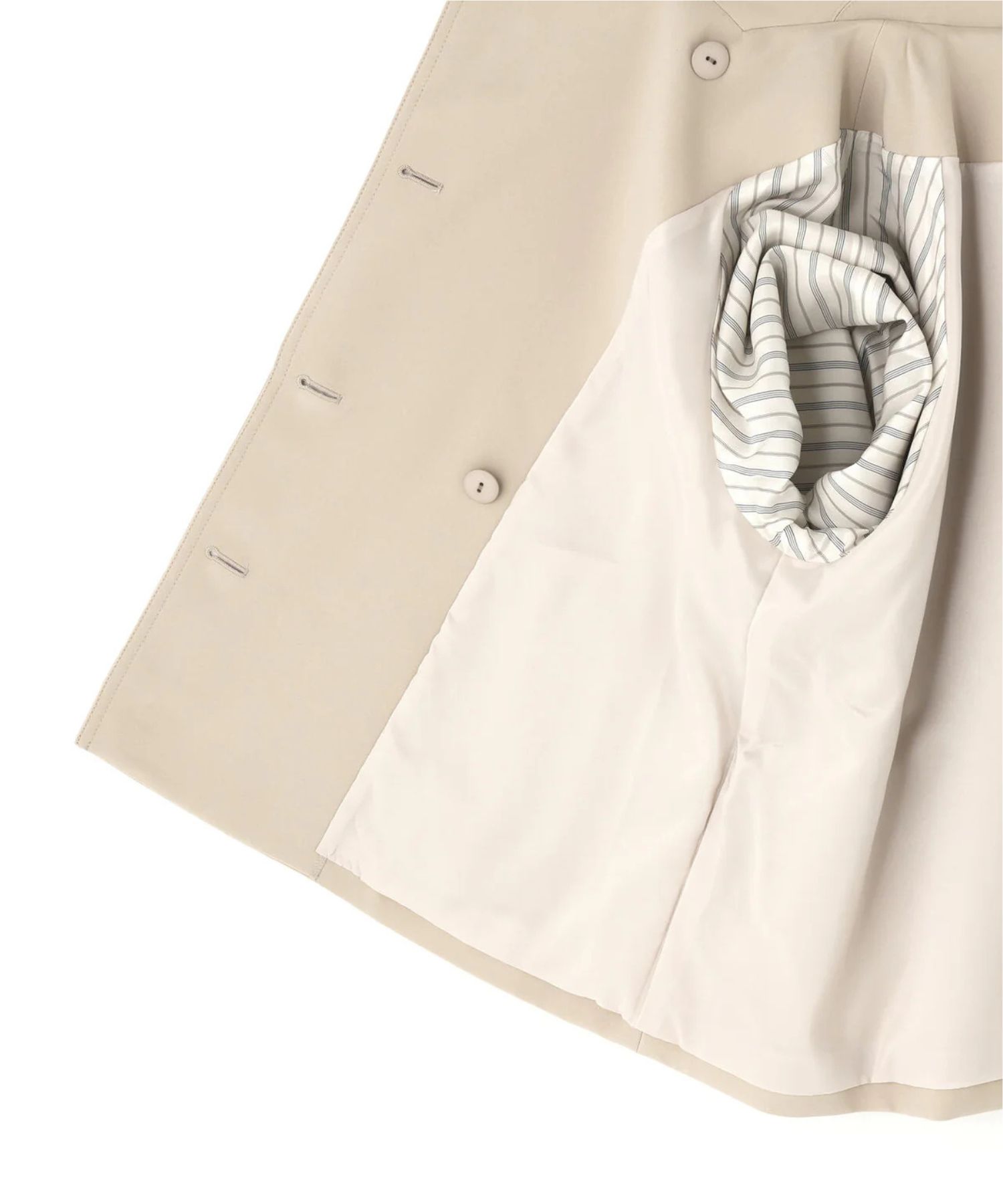 ソフトオックスショートトレンチコート(ベージュ)ポリエステル / ストレッチあり / 前釦あき / 前ポケット×2 / 0316151221