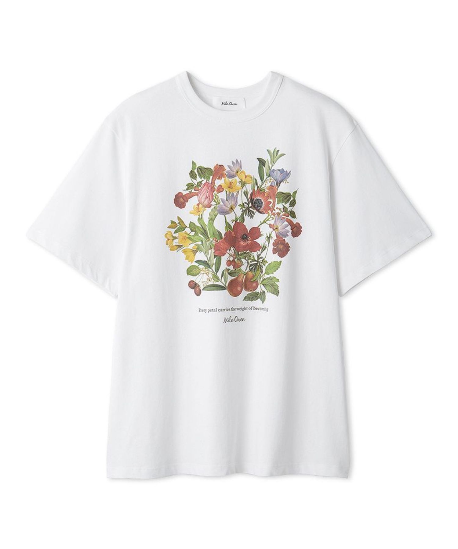 ボタニカルグラフィックTシャツ ( WHT) 綿 / ドライタッチ / フロントプリント / 手洗可 / 09WCT261935