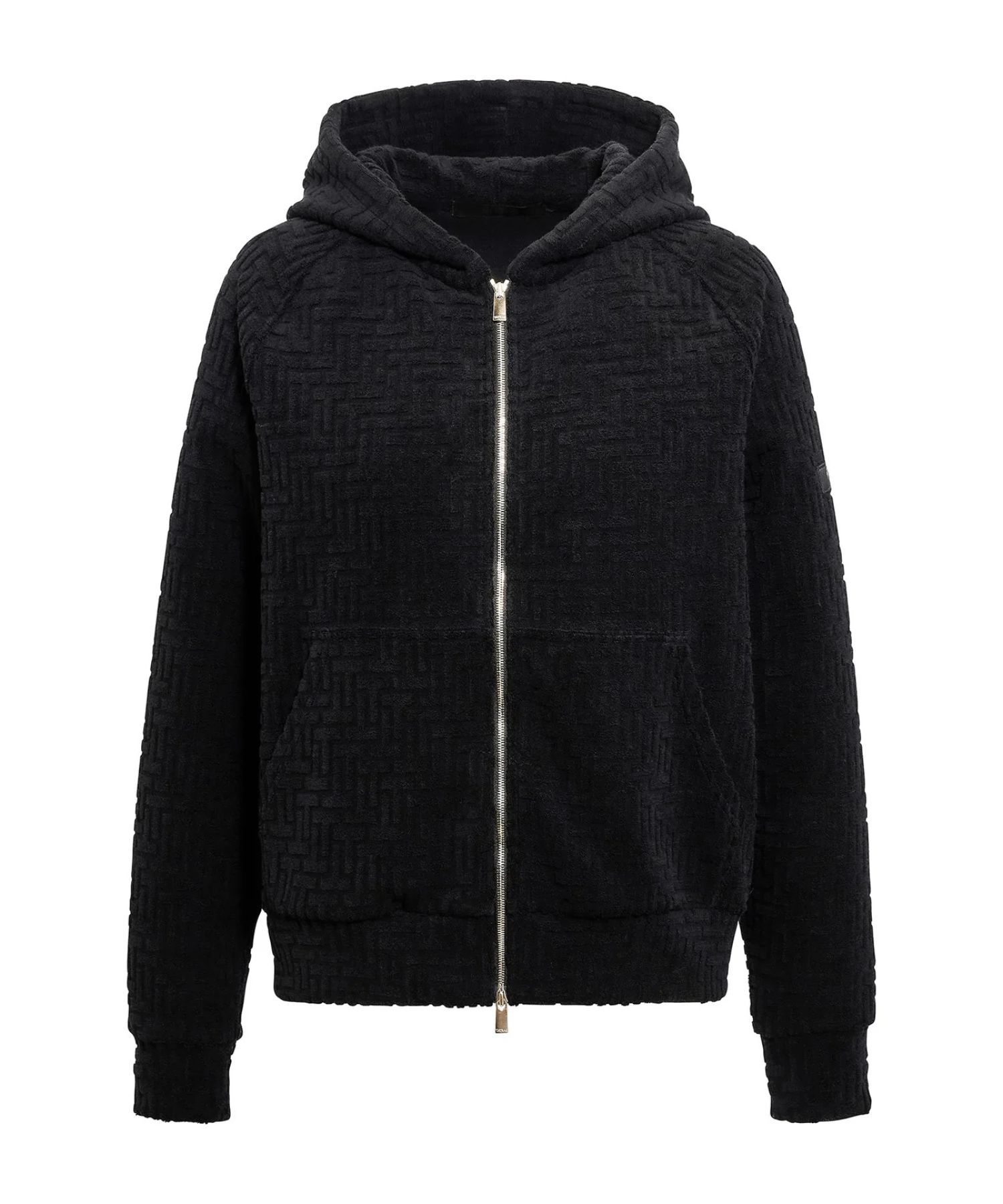 BIANCA ビアンカ パーカー (ブラック) 綿 / モノグラム柄ジャカード/ パイル素材 /メタルファスナー /  LCKZ0471063588