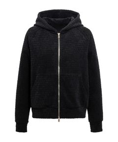 BIANCA ビアンカ パーカー (ブラック) 綿 / モノグラム柄ジャカード/ パイル素材 /メタルファスナー /  LCKZ0471063588