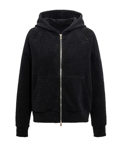 BIANCA ビアンカ パーカー (ブラック) 綿 / モノグラム柄ジャカード/ パイル素材 /メタルファスナー /  LCKZ0471063588