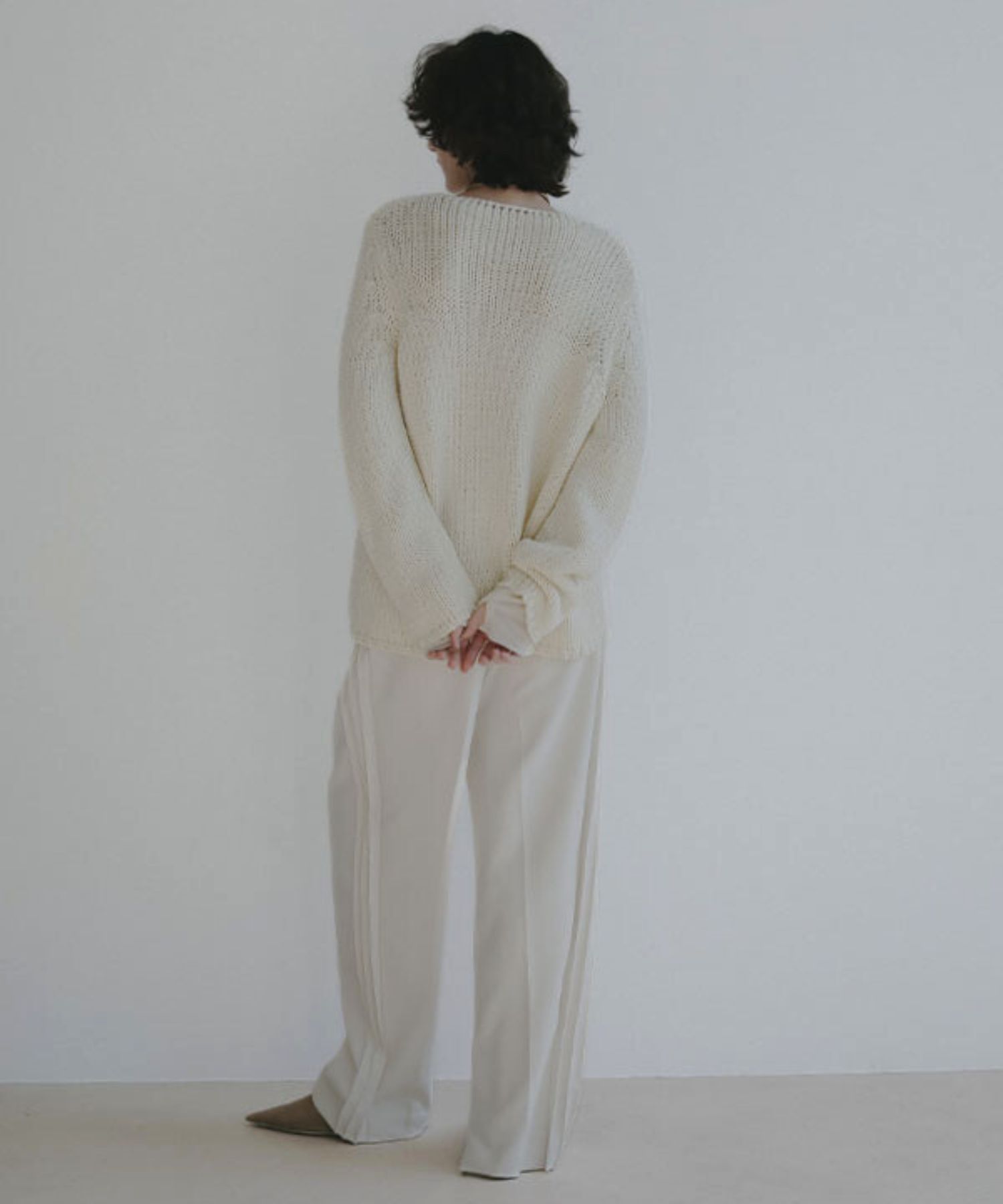 サイドピンタックラインリラクシーパンツ ( OFF WHITE ) ポリエステル / ウエストゴム  / シーズンレス / 手洗可 / 1226120015