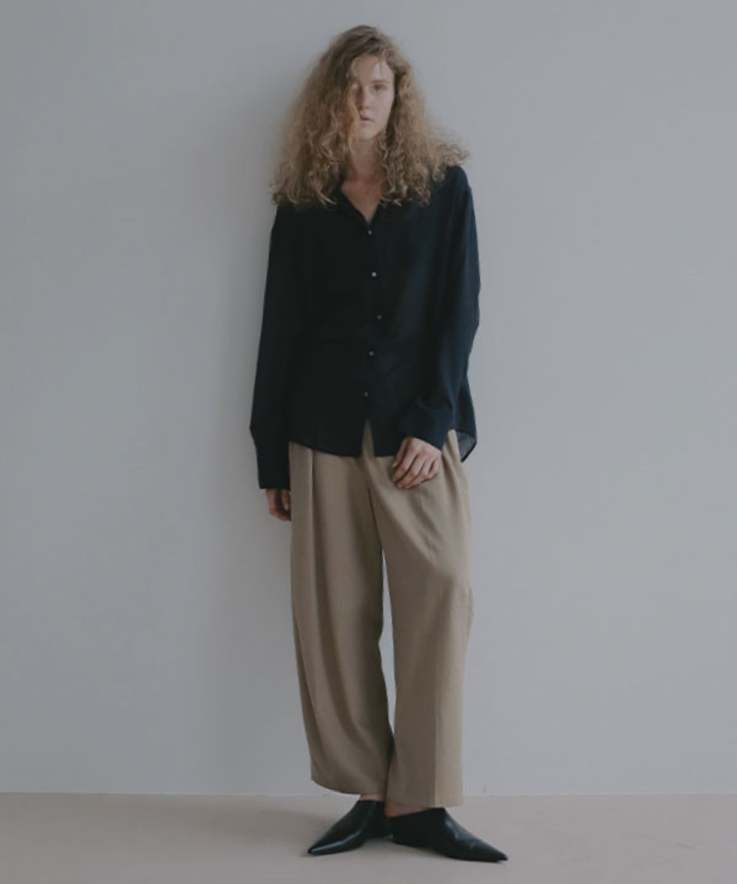 シアーコットンシャツ(ネイビー)綿100% / シアー素材 / 手洗い可 / 1226210063