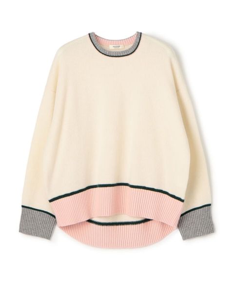 NZ LAMBS クルーネックプルオーバー ( ホワイト系 ) ウール / ドロップショルダー / 後ろ下がり / 伸縮性有り / 12-02-54-02206